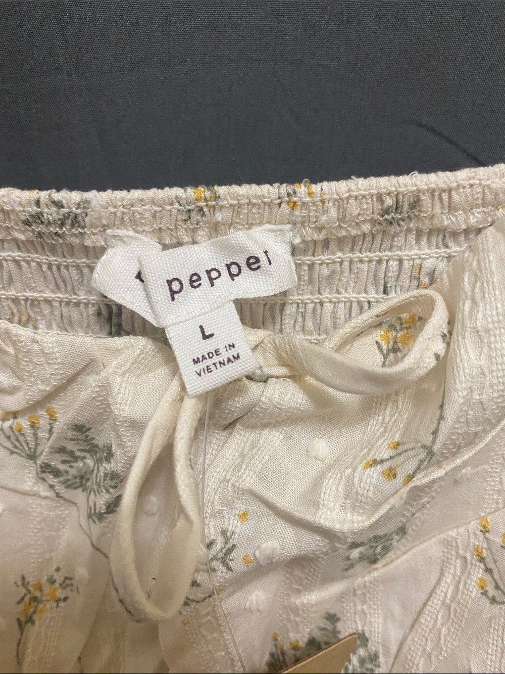 Blu Pepper Cream Floral Embroidered Spaghetti-Strap Midi Dress size large - Picture 6 of 10